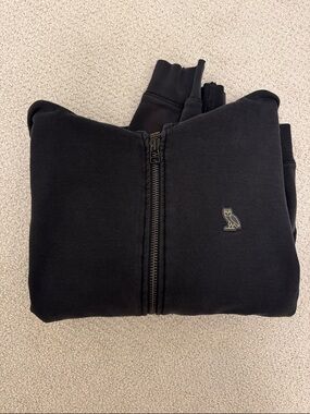 OVO Black Zip Hoodie with Owl Crest